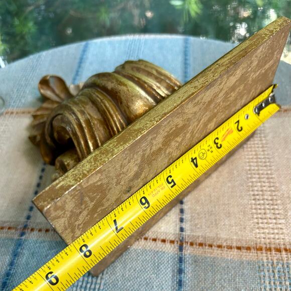 Vintage Gold Leaf Resin Architectural Wall Corbel – 9.25” Heavy Ornate Decor - Picture 11 of 12